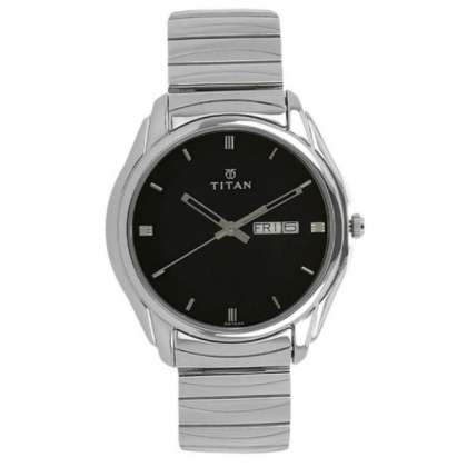 Titan Quartz 1578SM04 Black Dial Stainless Steel Strap Quartz Men's Watch 